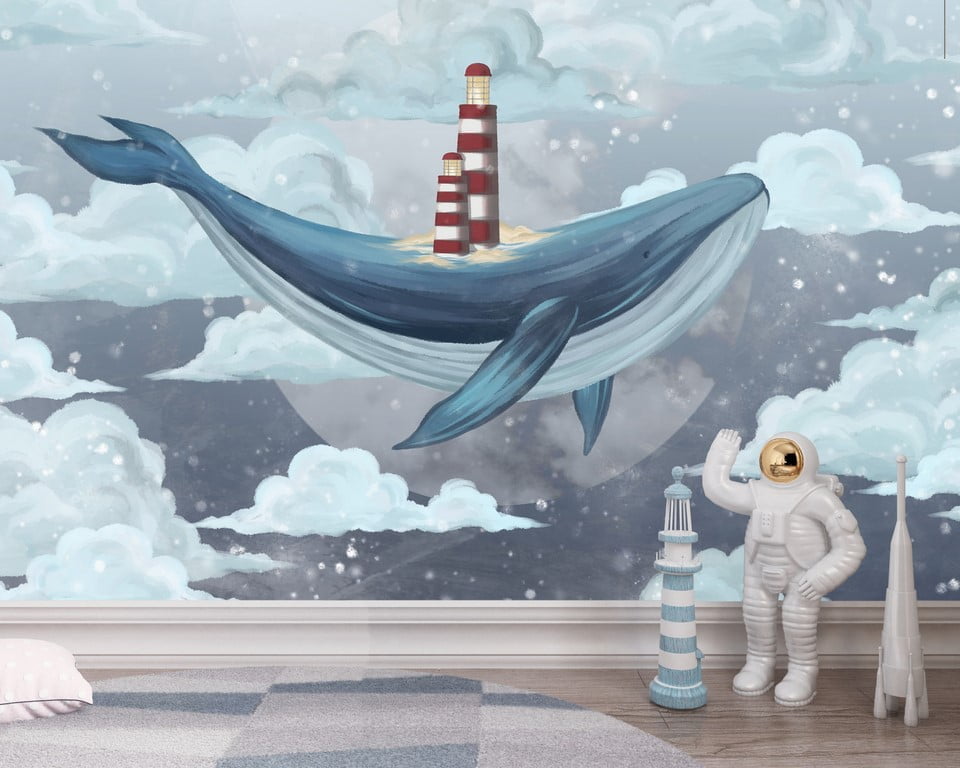 Sky Whale Mural pentru copil