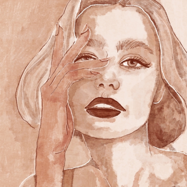 Portret mural de femeie în sepia
