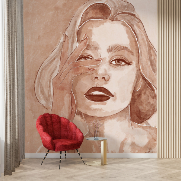Portret mural de femeie în sepia