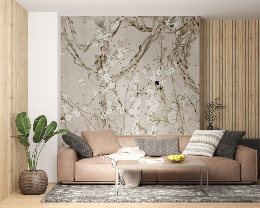 Mural Păsări printre flori