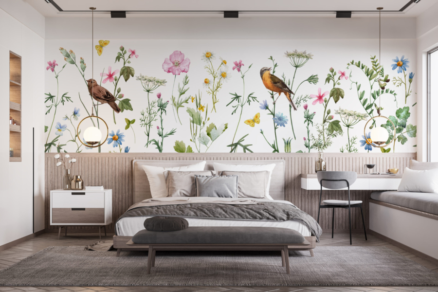Tablou mural Păsări în flori