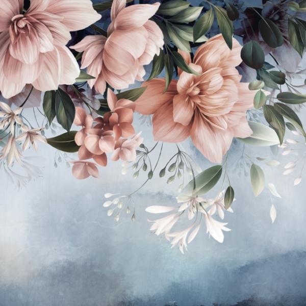 Mural de flori roz