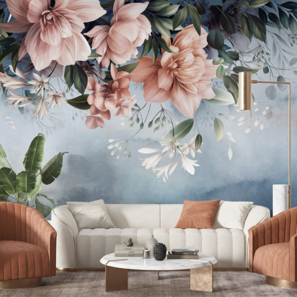 Mural de flori roz