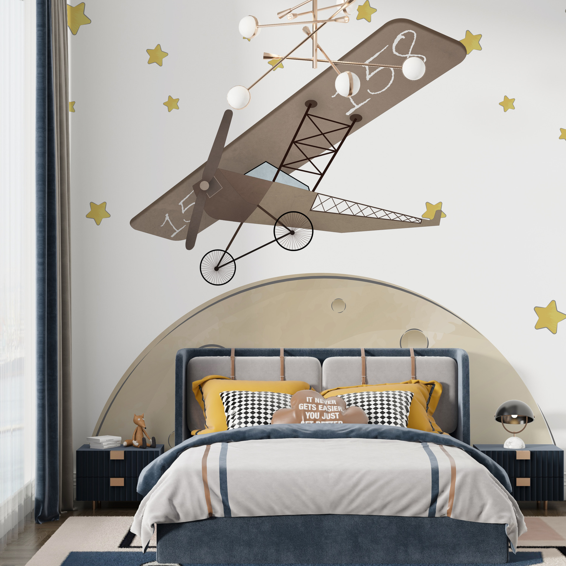 Mural Avionul Mural deasupra lunii