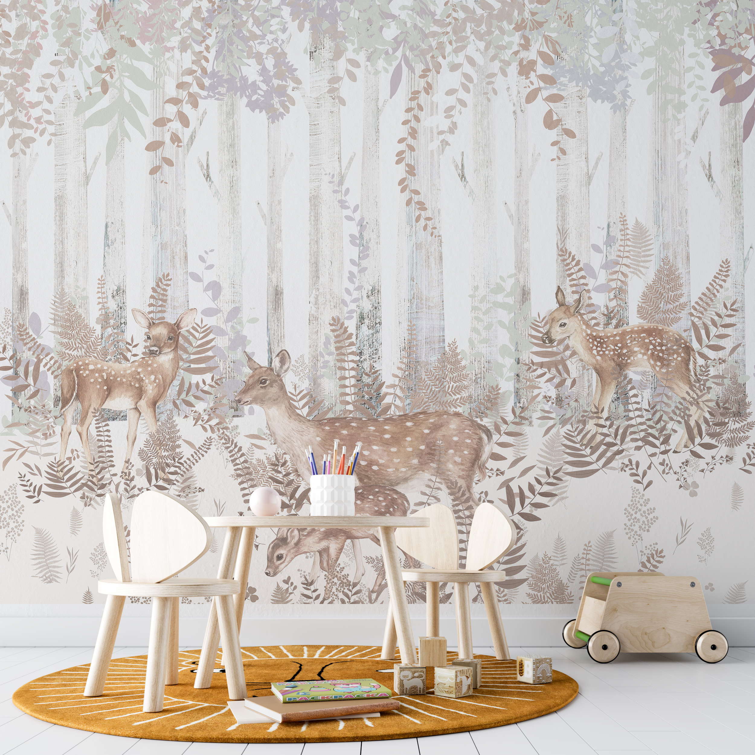 Mural de un cerb în pădure