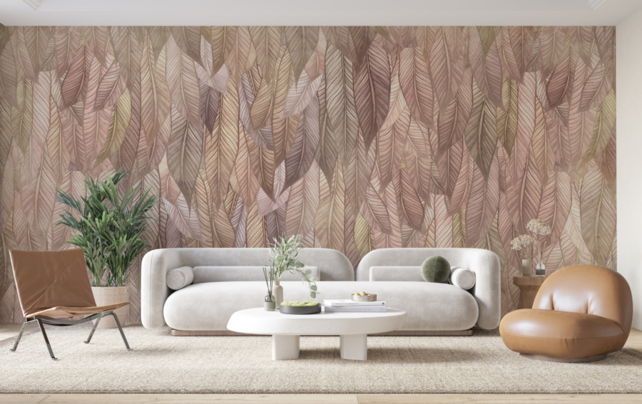 Perete mural de frunze exotice