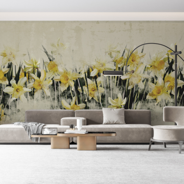 Perete mural de narcise galbene