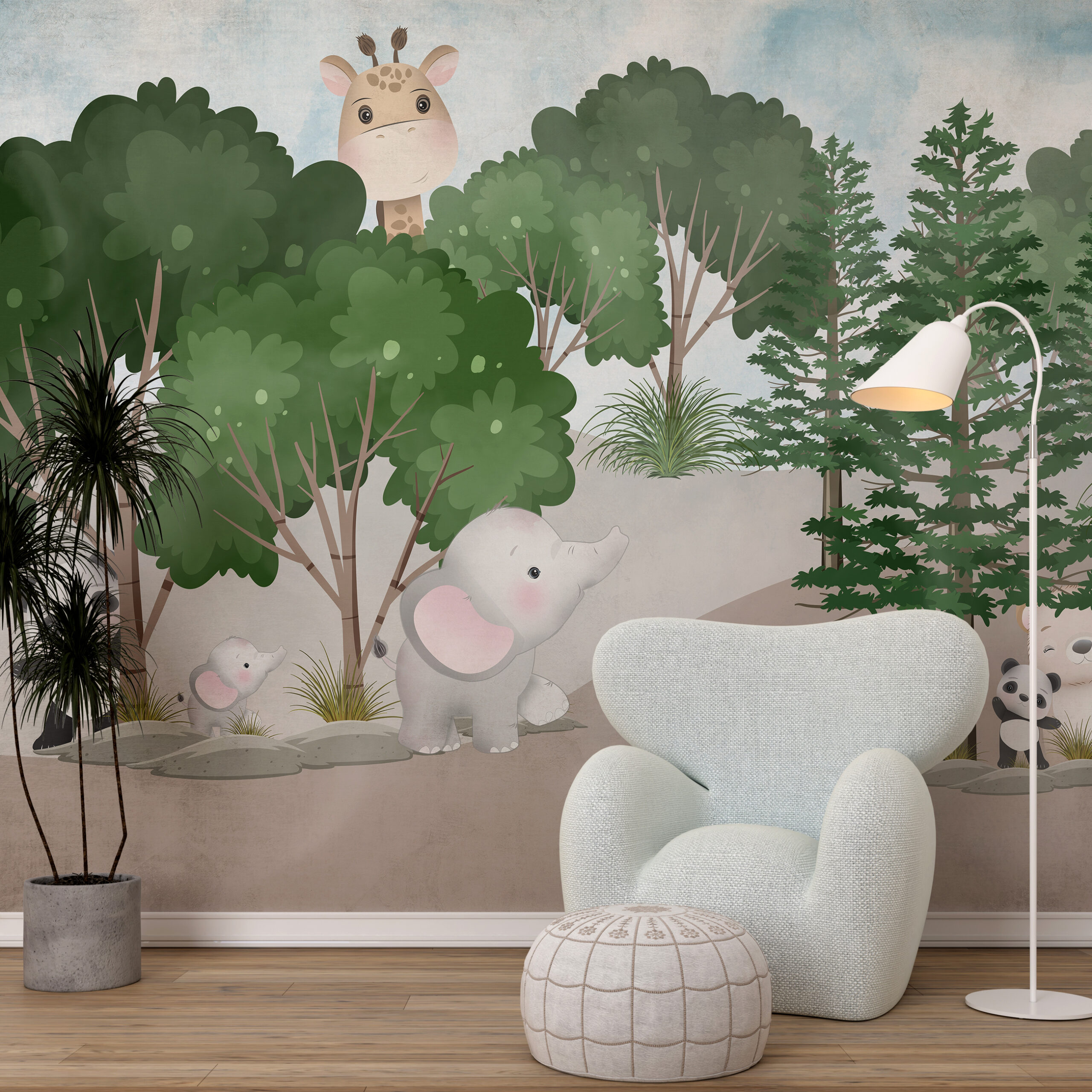 Elefant mural în pădurea verde