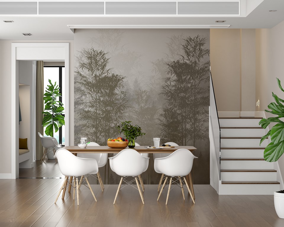 Wallpaper Copaci subțiri în ceață