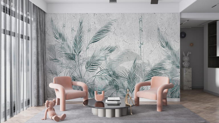 Fototapet Frunze subțiri în albastru
