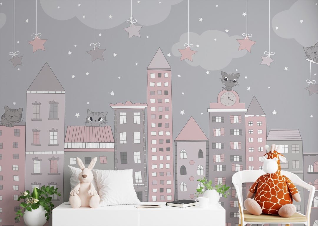 Mural oraș de dormit pentru copil