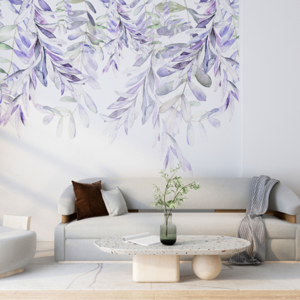Plafonul mural de crengi violet