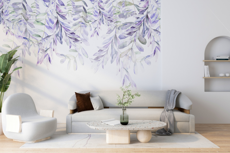 Plafonul mural de crengi violet