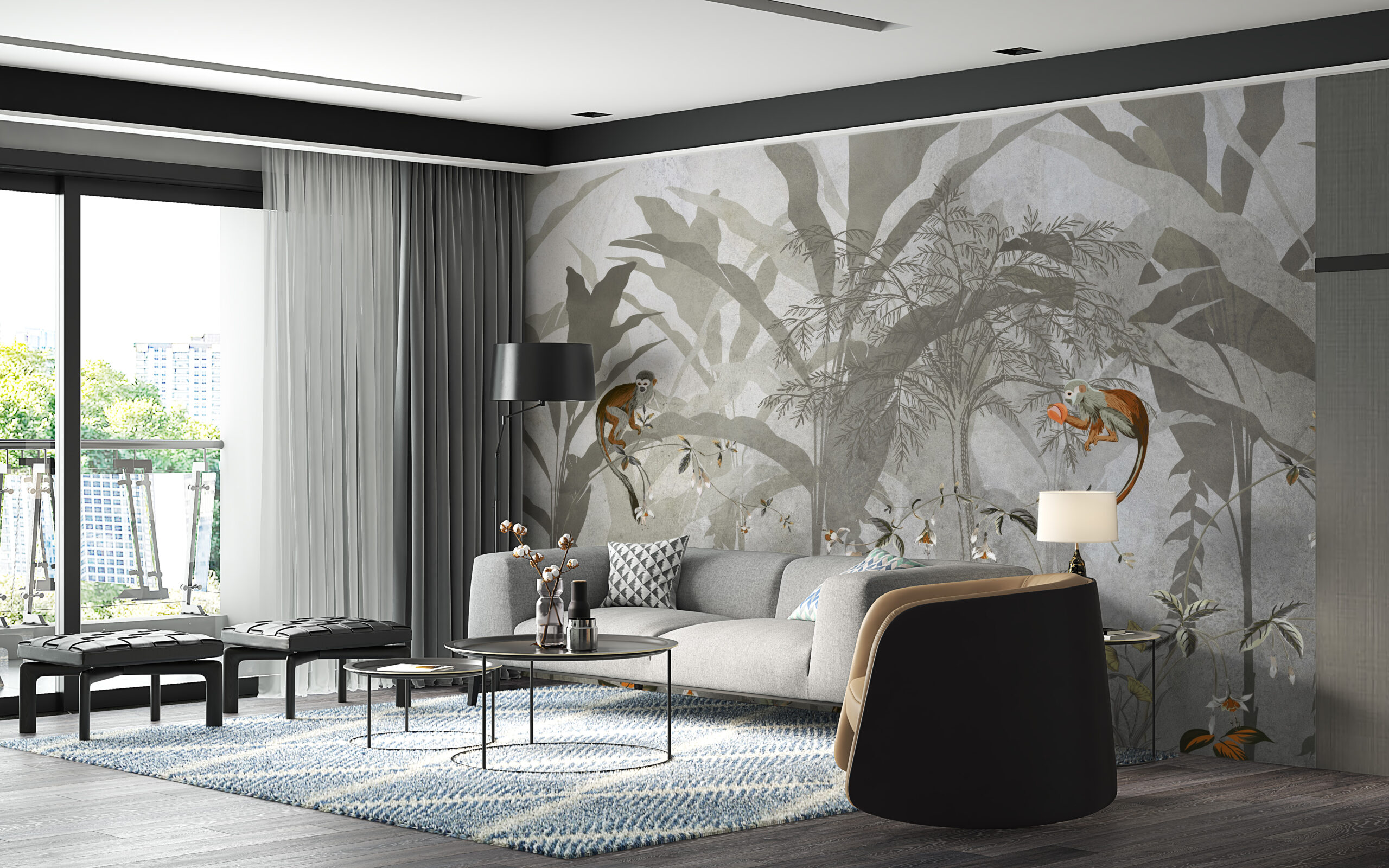 Wall mural Grey Jungle