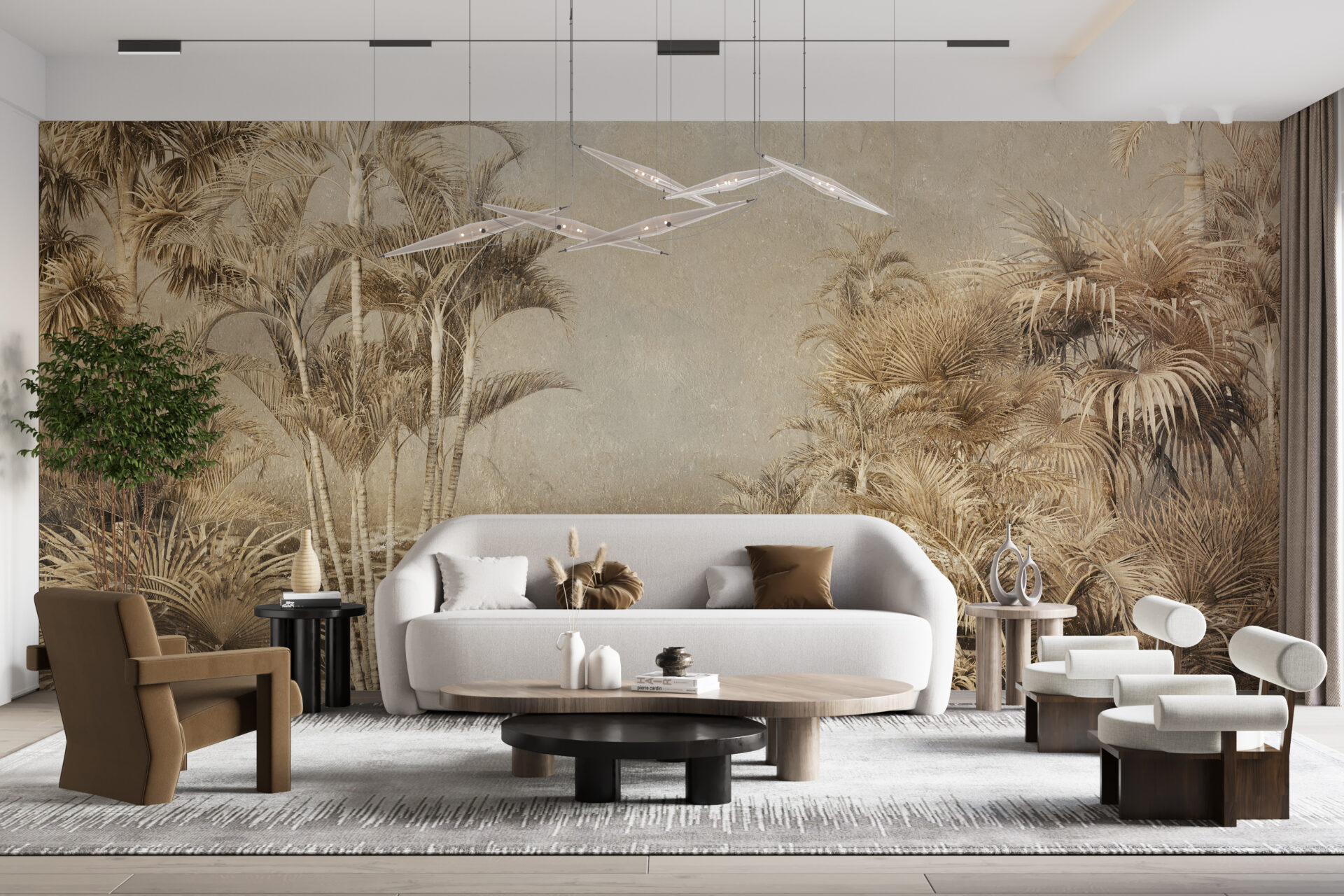 Mural Jungla tropicală în Sepia