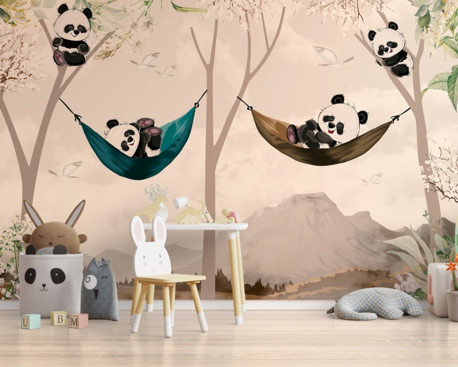 Wall mural Happy Panda Bears