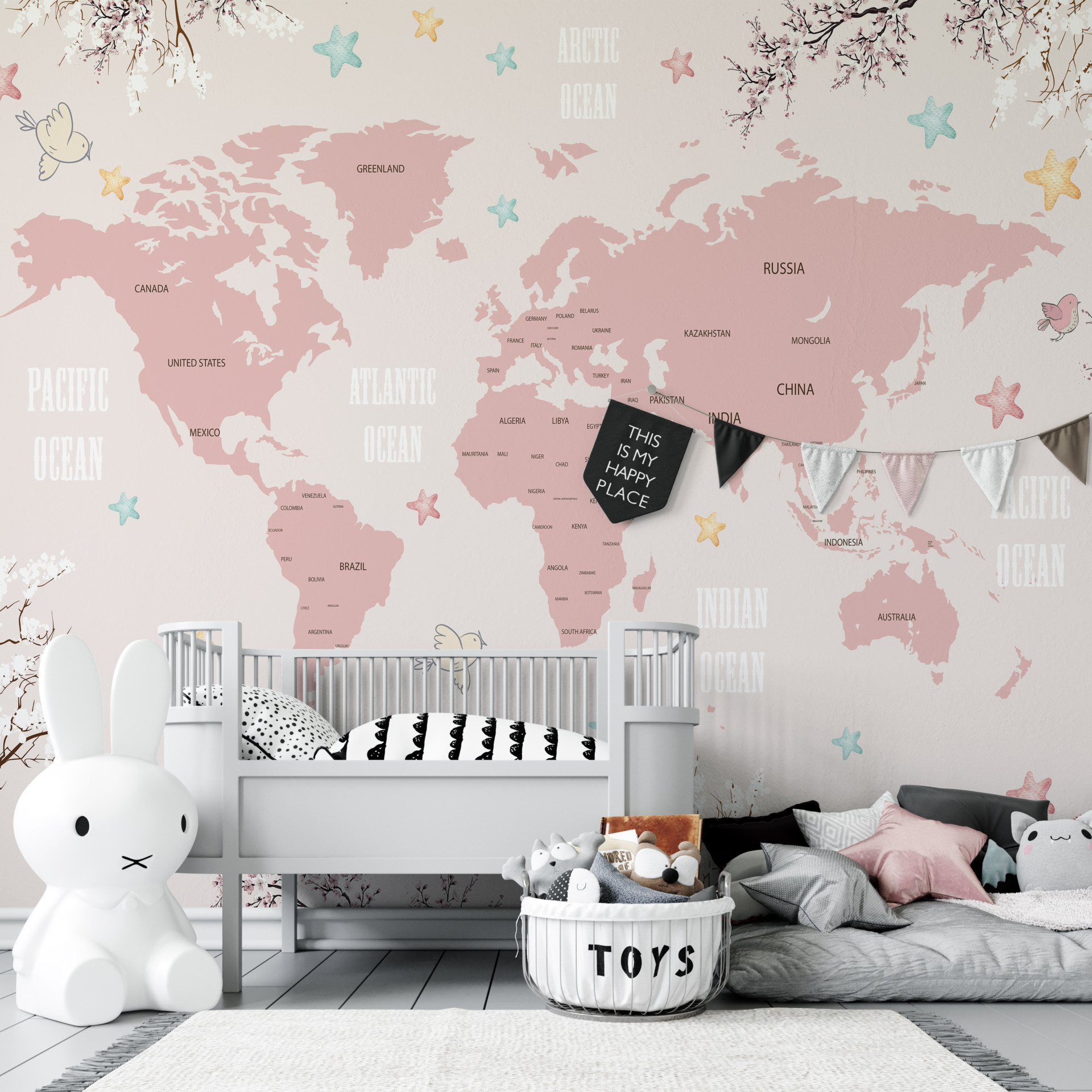 Hartă murală de primăvară a lumii