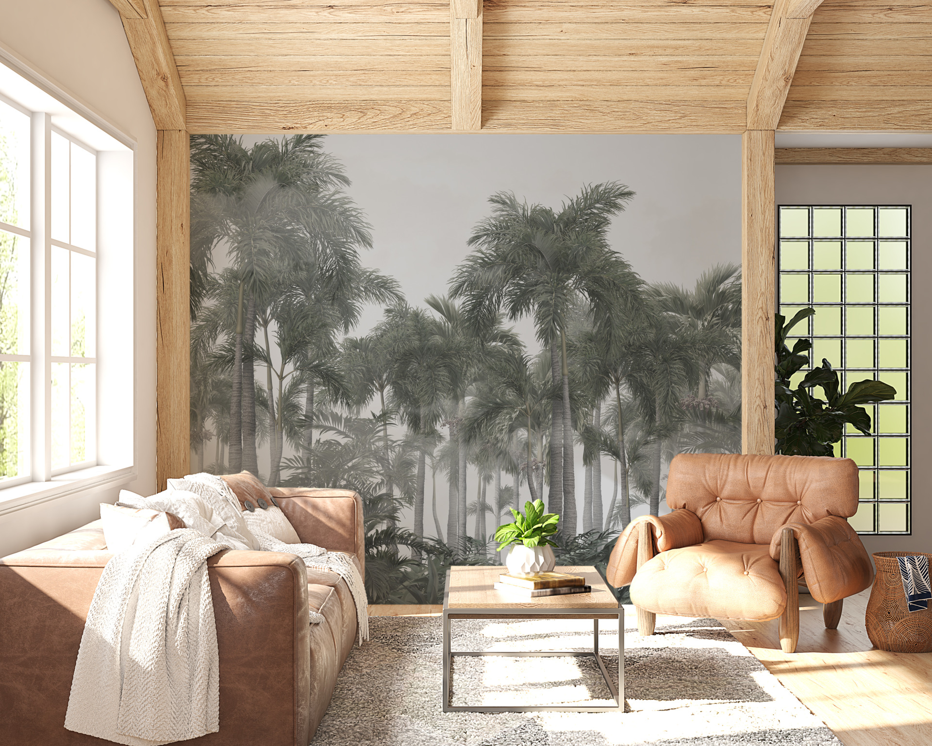 Mural High Palms fără culoare