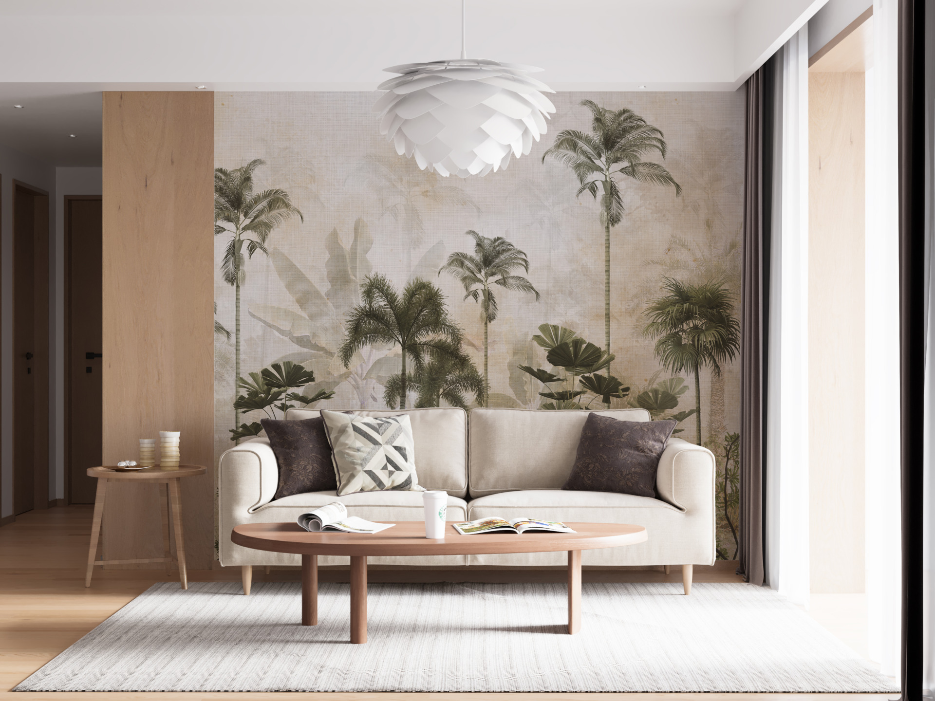 Murală Palmele înalte dincolo de ceață