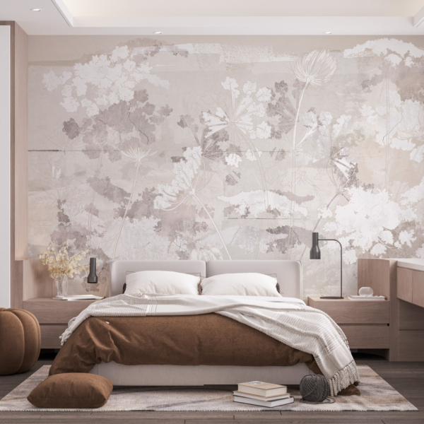 Contur mural de plante albe