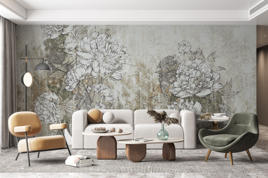 Tablou mural Peonii încrustate