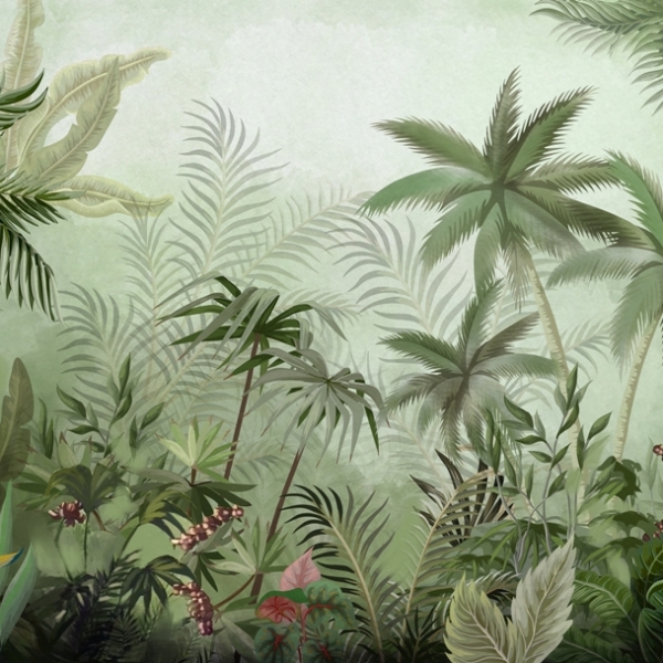 Murală verde de pădure tropicală