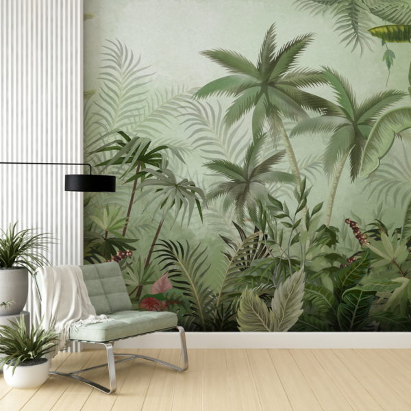 Murală verde de pădure tropicală