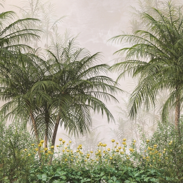 Murală verde de palme tropicale