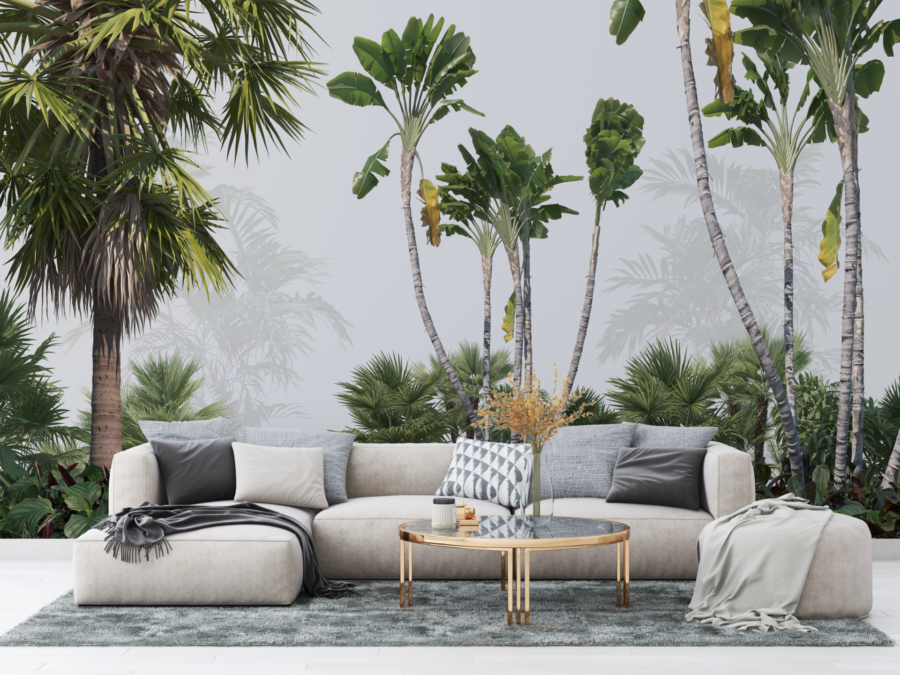 Mural de verdeață tropicală și ceață