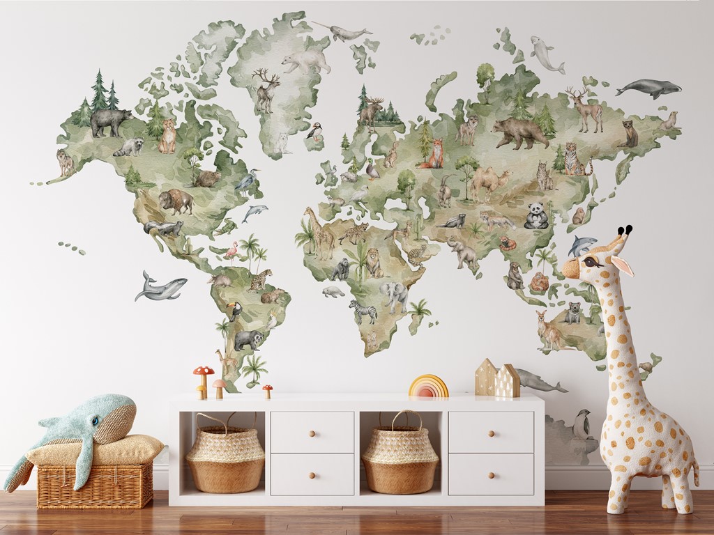 Wall mural Green World Map