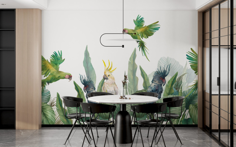Mural papagali verzi