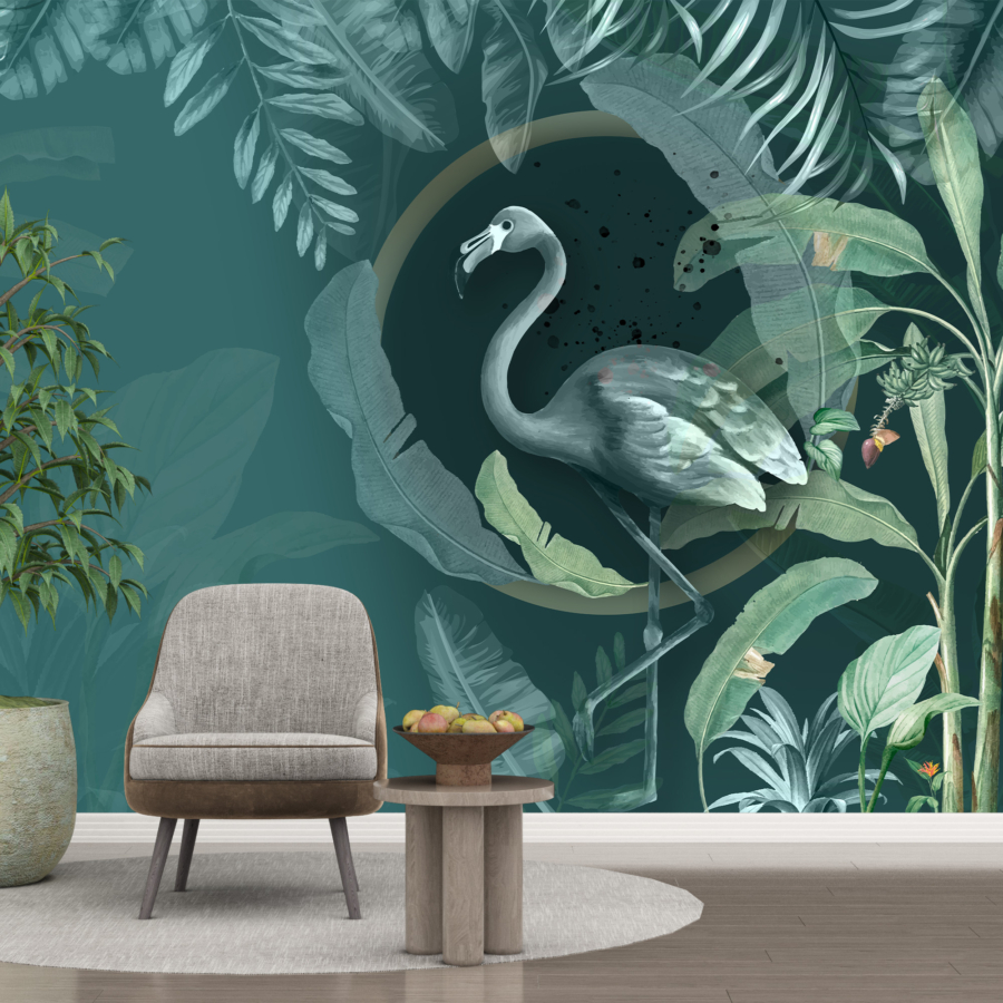 Mural Flamingo verde
