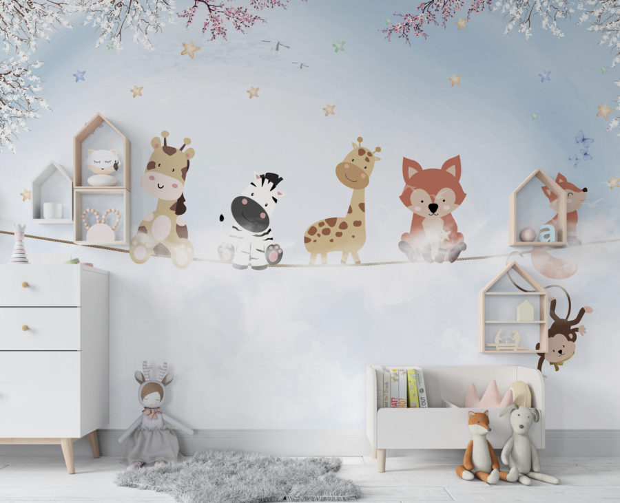 Mural de animale pe o frânghie