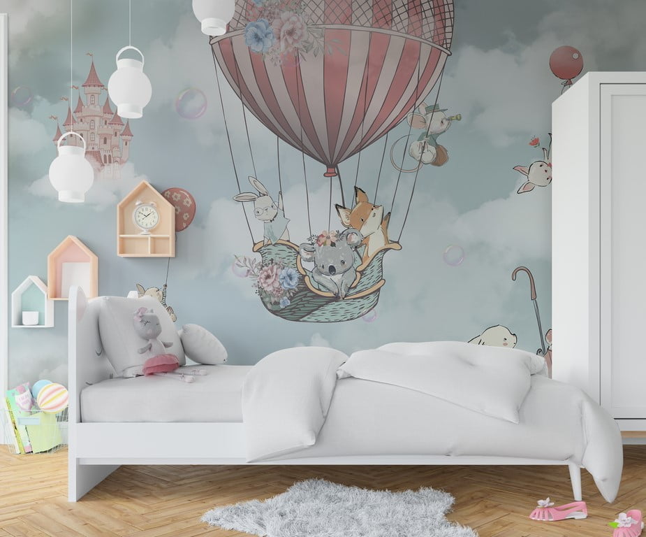 Wallpaper Animale într-un balon colorat