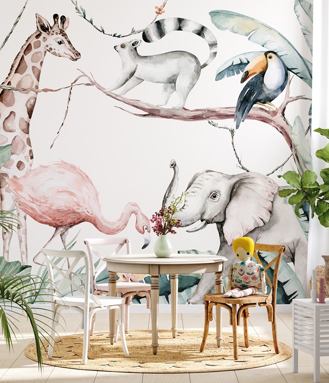 Mural cu animale africane sălbatice