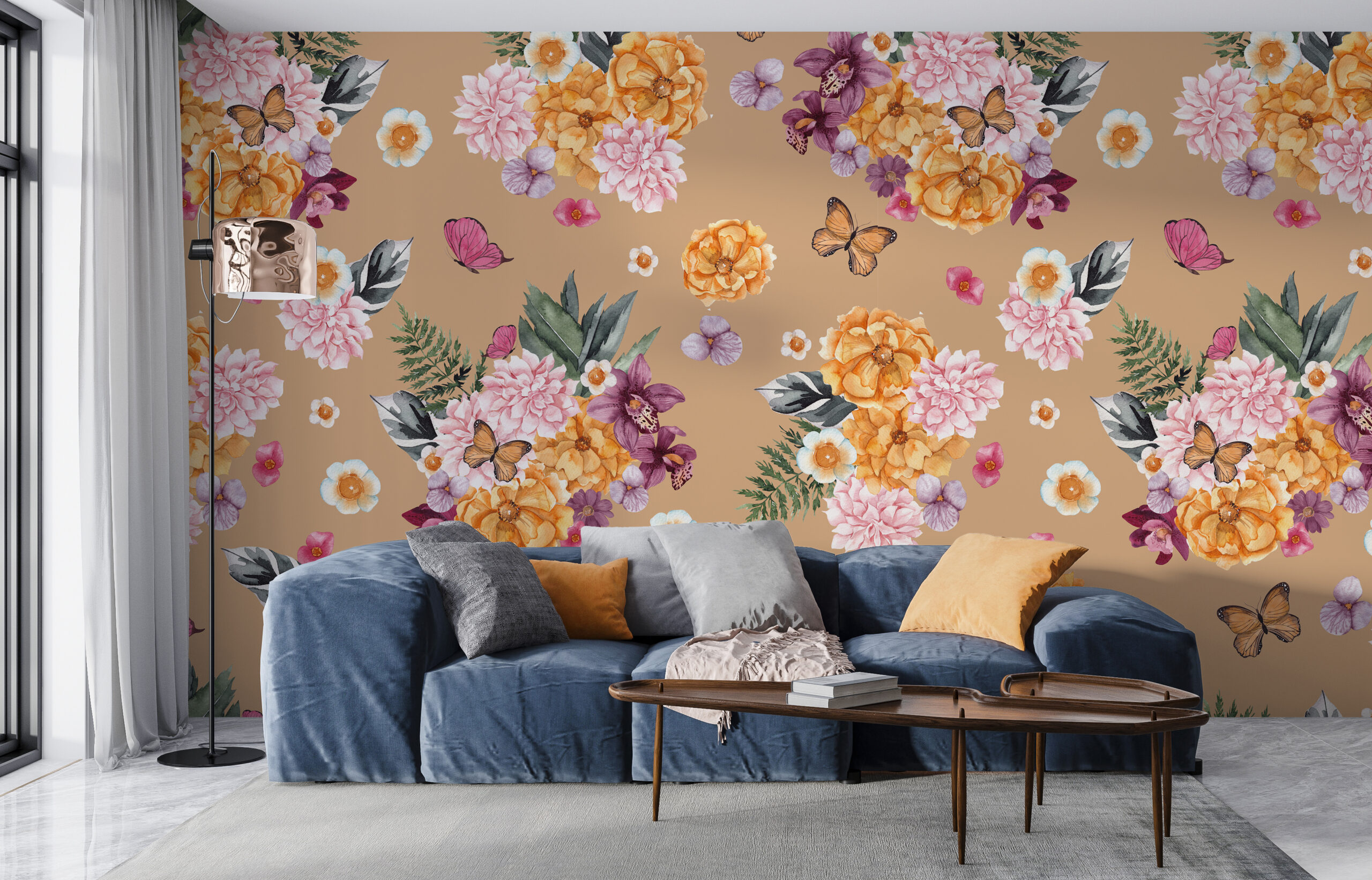 Photowall Flori și fluturi veseli