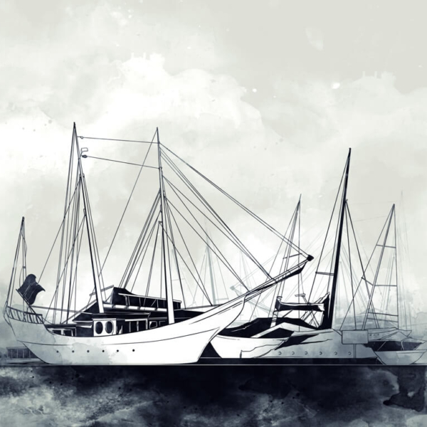 Mural Nave de navigație în port