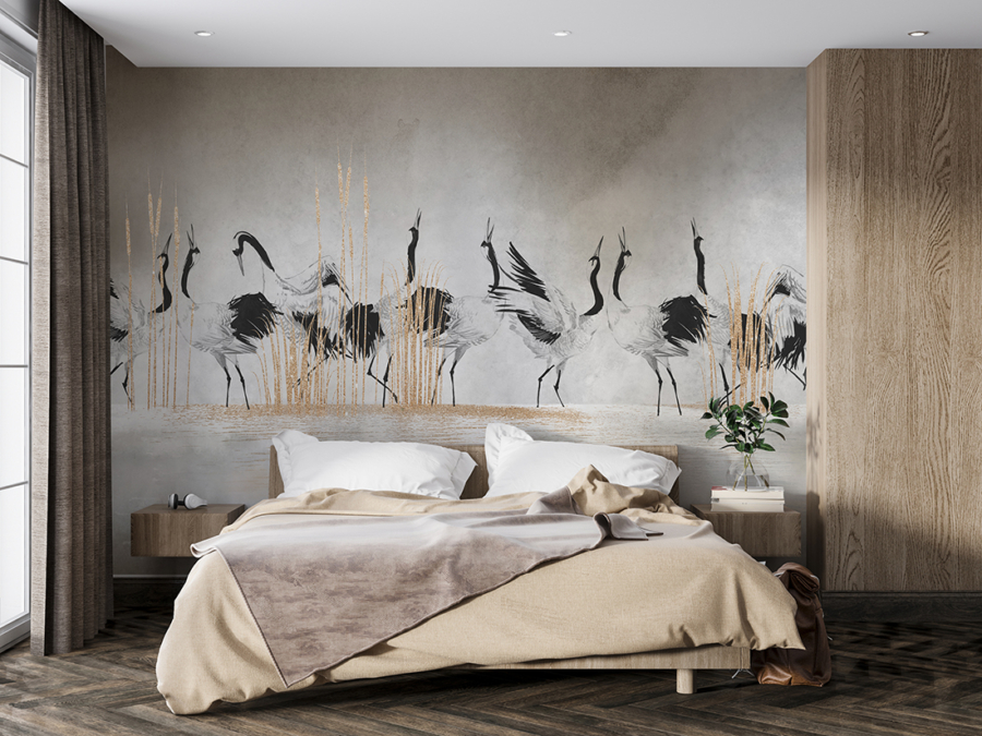 Wall mural Cranes în curtare