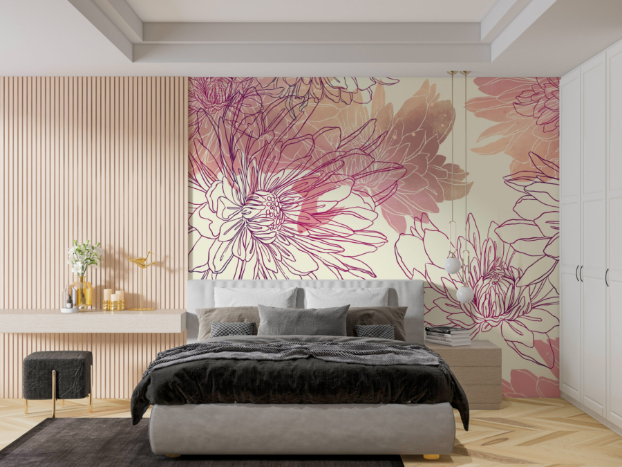 Wall mural Flori în roz