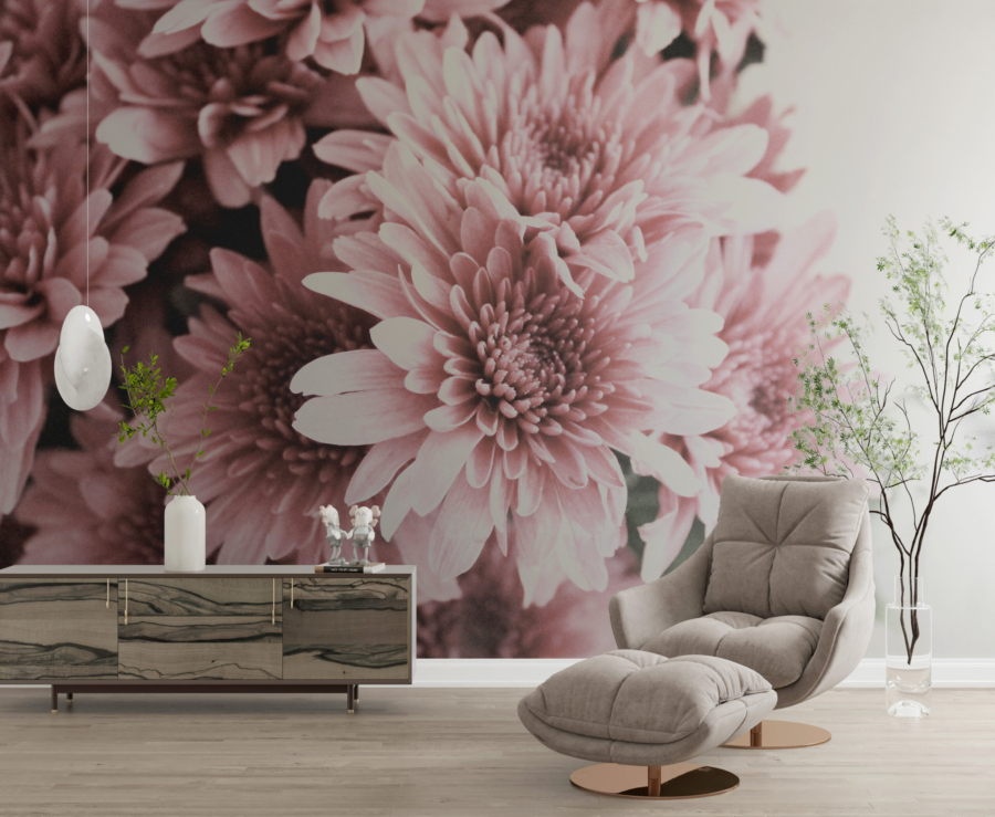 Mural de flori roz