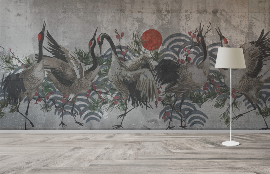 Mural de macarale la apus de soare