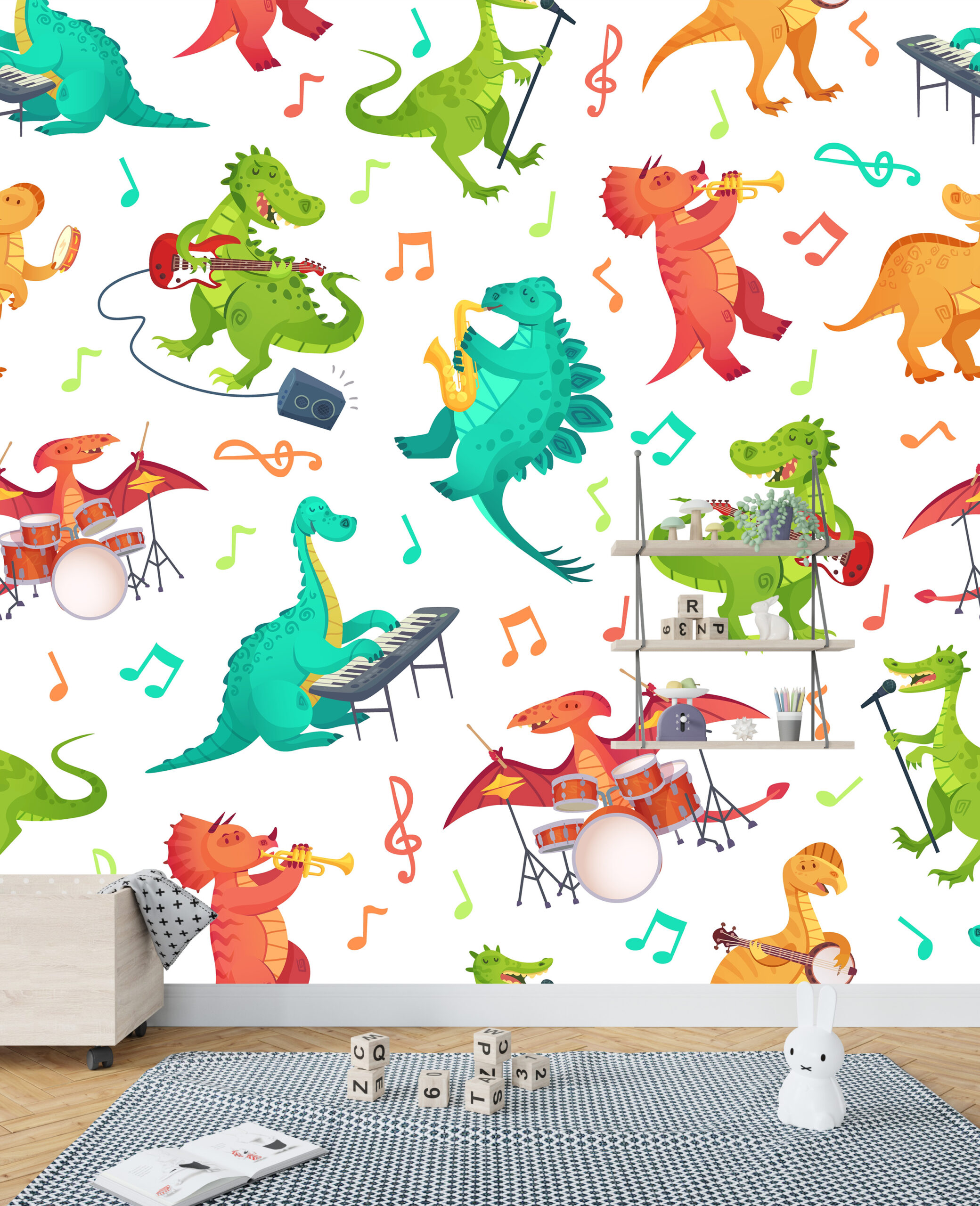 Mural de dinozauri muzicali