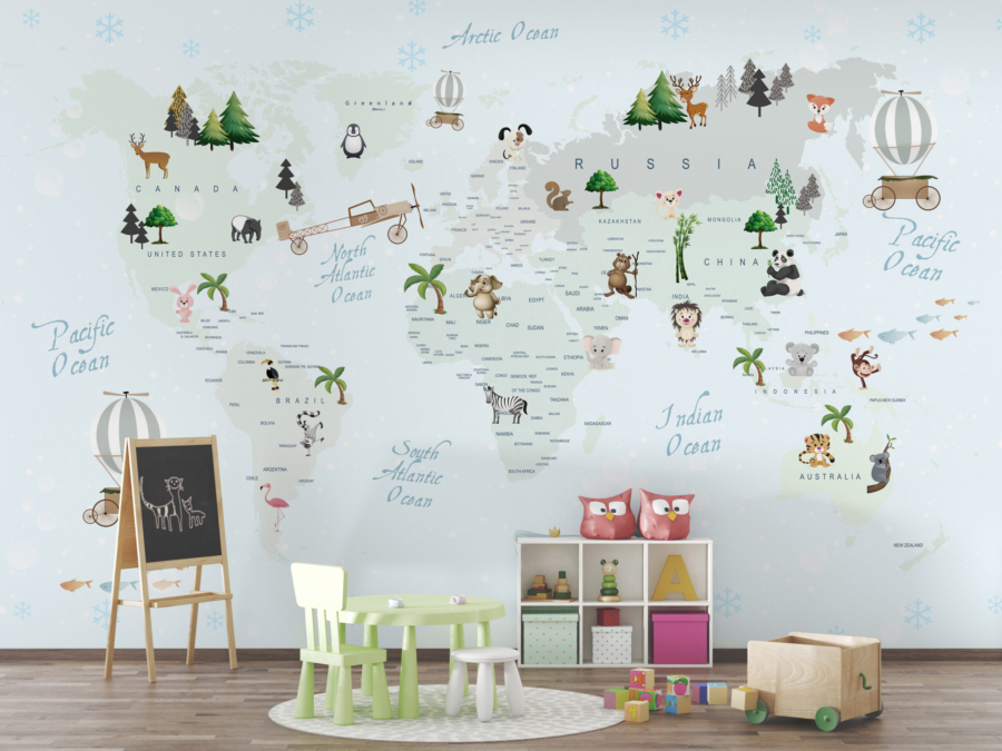 Wallpaper Harta lumii albastru