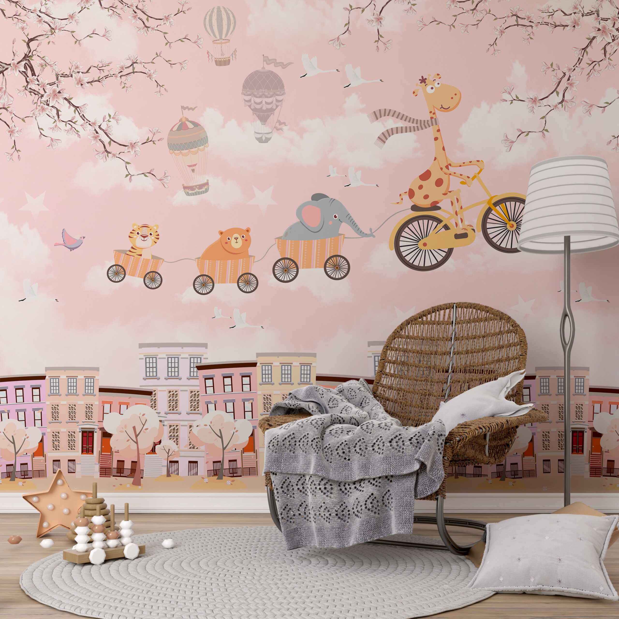 Mural Zoo zburător în roz