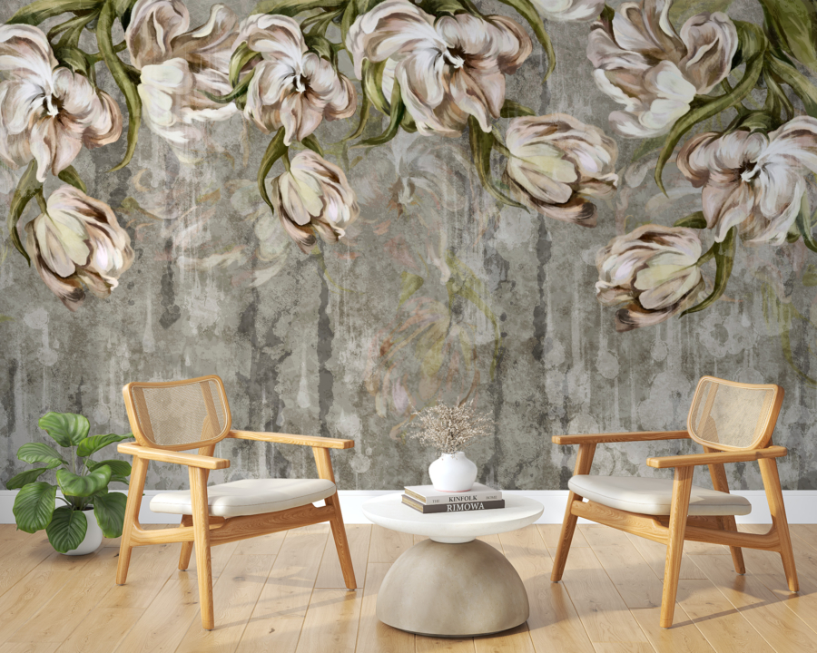 Wallpaper Hanging Flori pe un fundal întunecat