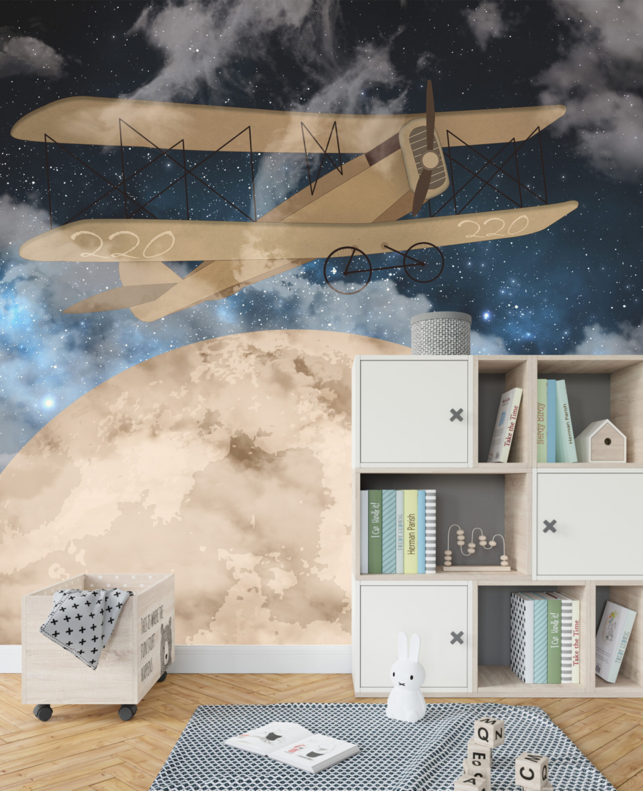 Mural Lună plină Avion
