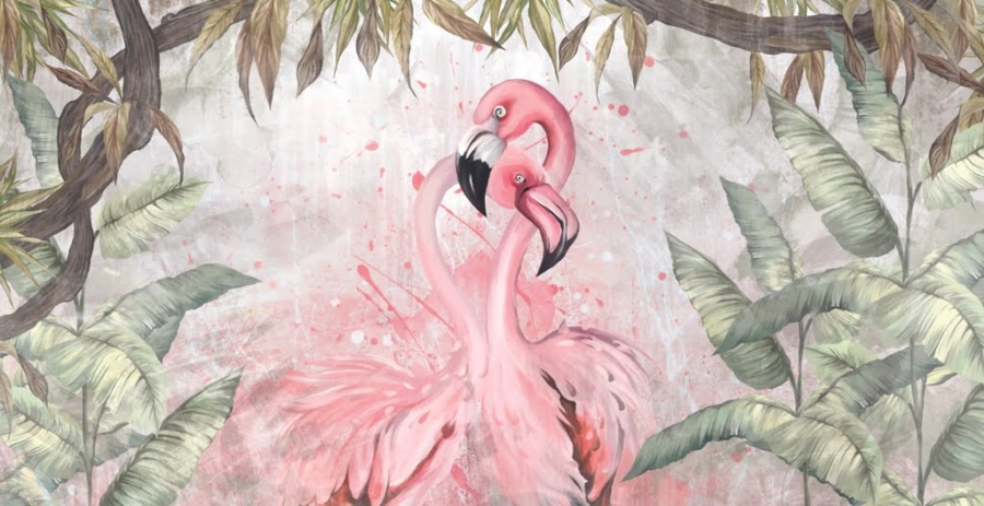 Wall mural Flamingo într-o îmbrățișare - imagine 3