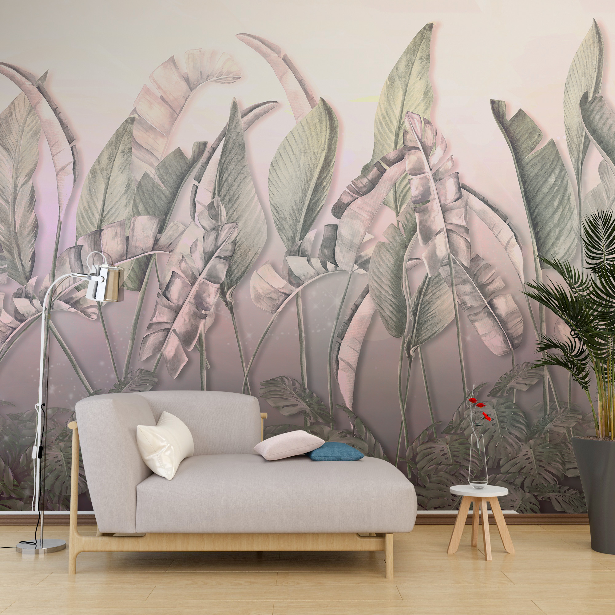 Phototape Frunze tropicale în roz