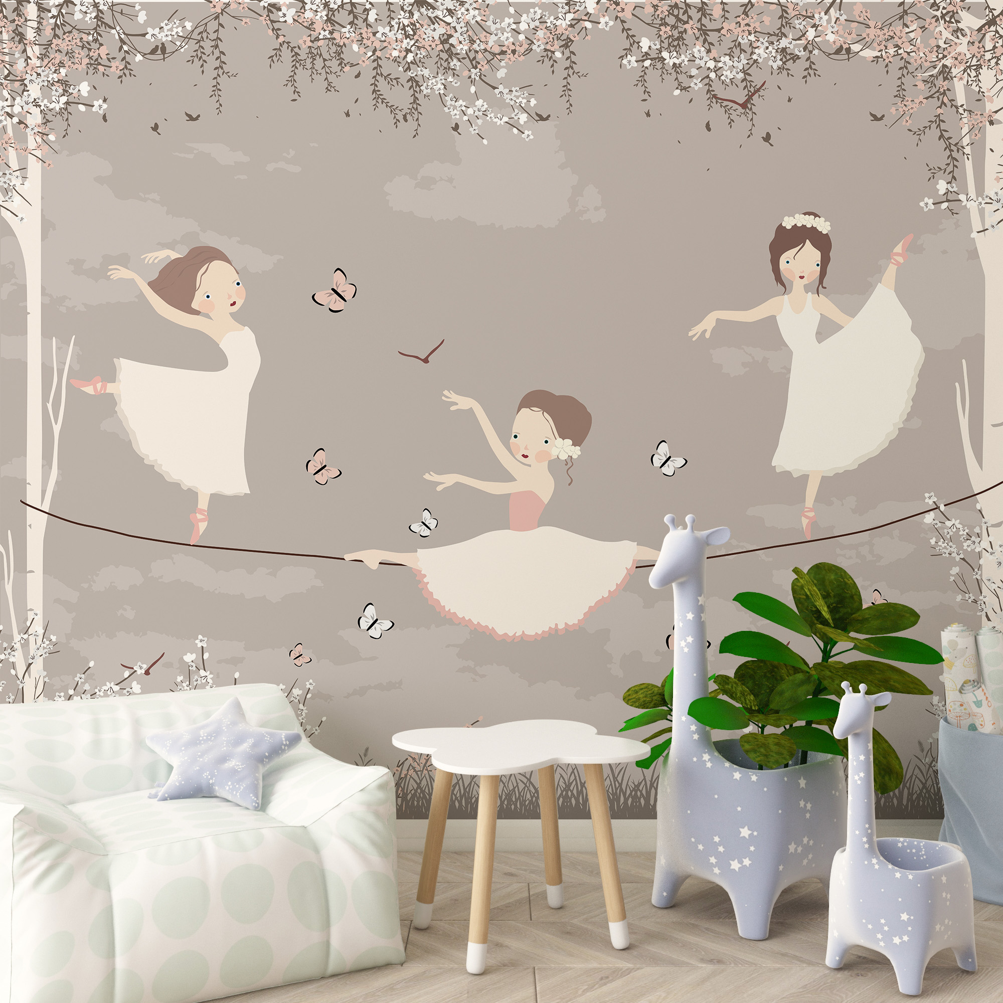 Wall mural Dansatori de balet în bej