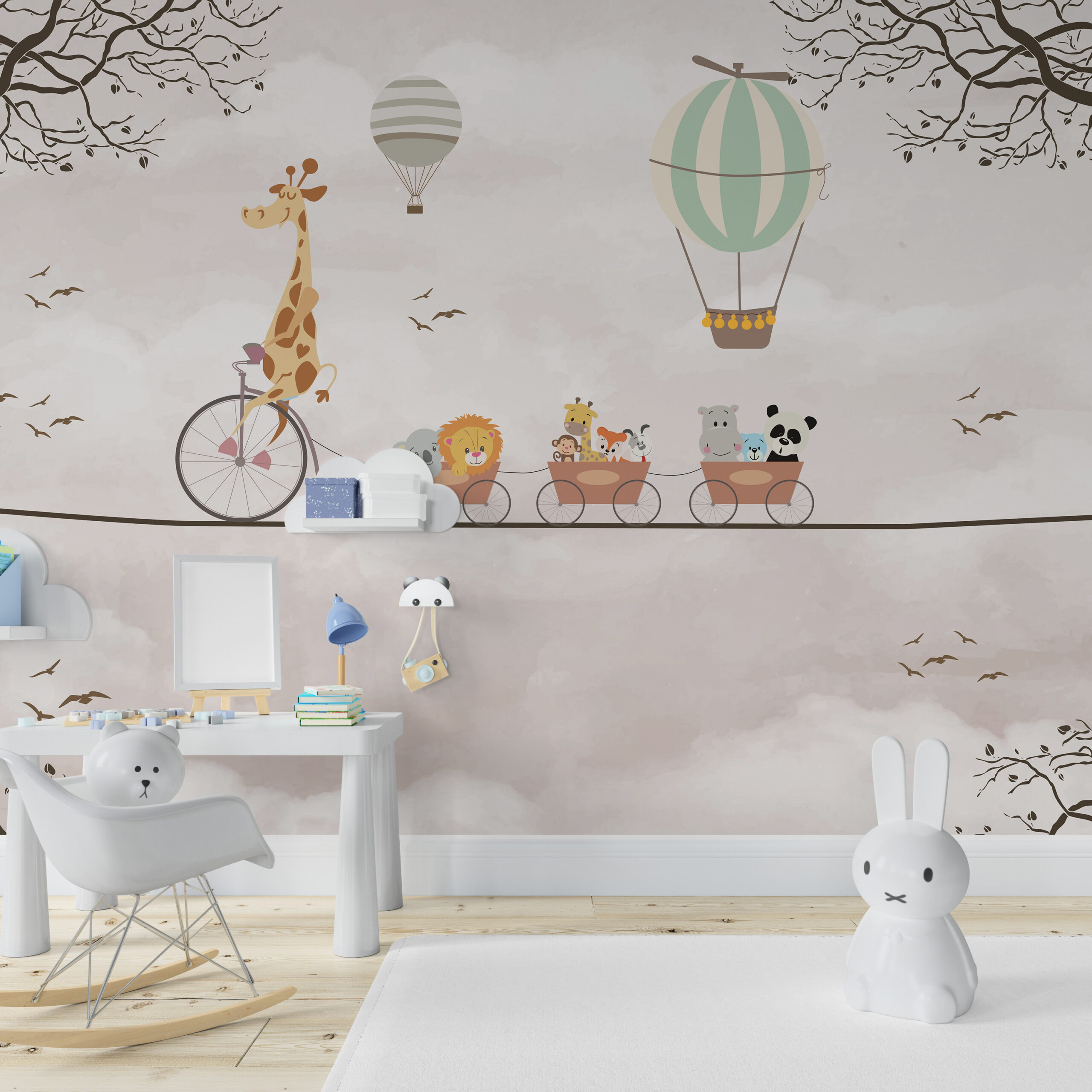 Mural Circus Zoo în bej